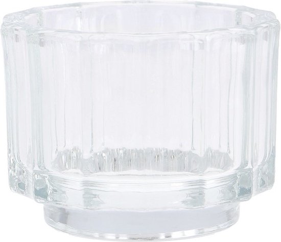 Vosteen - Waxinelichthouder Riffel - helder glas - 9x7 cm