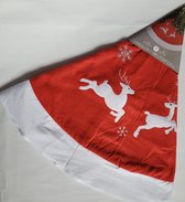 Kerstboomkleed Rood met hertjes, Kerstboomrok Deluxe rood met rendieren 120cm omtrek Kerstboom kleed