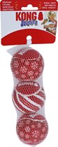 Kong hond kerst Squeakair tennisbal met piep medium, net a 3 stuks - 29 x 10,8 x 6,5cm