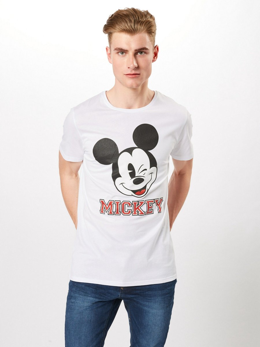 Merchcode Mickey Mouse Mickey College Heren T-shirt L Wit