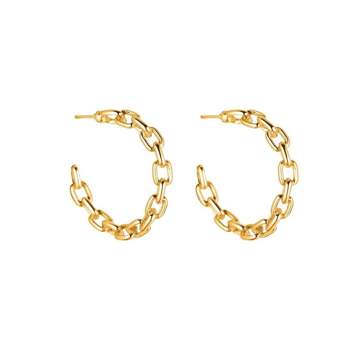 Dottilove Ø28mm Kettingschakel Oorringen - Dames Oorbellen - Roestvrij Stalen - Gold Plated
