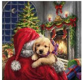 Ambiente - Servetten - Puppy at Fire - 25 x 25 cm - Kerst - Winter