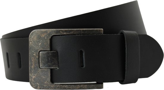 Fana Belts - Leren riem 5 cm breed - Zwart - Riemmaat 95 - Extra brede riem - Leren Riem - Buckle Gesp