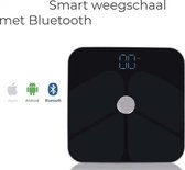 Slimme weegschaal met Lichaamsanalyse - Personenweegschaal Nederlandse app – Digitale weegschaal met 11 meetfuncties – Anti-slip - Zwart