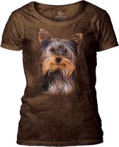 Ladies T-shirt Smiling Yorkie Portrait XL