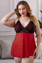 Babydoll Setje - Rood Kant - Maat XXXXXL/5XL