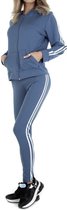 Dames huispak/vrijetijdspak XL/XXL 40-42 blauw/wit