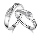 Ring dames | ring heren | zilveren ring dames en heren set| Zirkonia steen forever ringen | zilver 925 | one size ringen | verstelbare ringen | cadeau voor vrouw | liefdescadeau | verlovingsringen | valentijnscadeautje voor hem en haar | valentijn