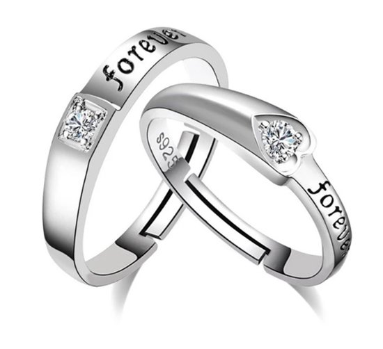 aanraken domein Consumeren Ring dames | ring heren | zilveren ring dames en heren set| Zirkonia steen  forever... | bol.com