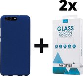 Siliconen Backcover Hoesje Huawei P10 Blauw - 2x Gratis Screen Protector - Telefoonhoesje - Smartphonehoesje