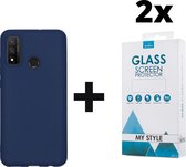 Siliconen Backcover Hoesje Huawei P Smart 2020 Blauw - 2x Gratis Screen Protector - Telefoonhoesje - Smartphonehoesje