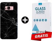 Backcover Marmerlook Hoesje Samsung Galaxy S8 Zwart - Gratis Screen Protector - Telefoonhoesje - Smartphonehoesje
