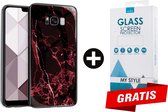 Backcover Marmerlook Hoesje Samsung Galaxy S8 Rood - Gratis Screen Protector - Telefoonhoesje - Smartphonehoesje