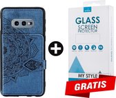 Backcover Fashion Mini Wallet Hoesje Samsung Galaxy S10e Blauw - Gratis Screen Protector - Telefoonhoesje - Smartphonehoesje