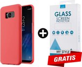 Siliconen Backcover Hoesje Samsung Galaxy S8 Rood - Gratis Screen Protector - Telefoonhoesje - Smartphonehoesje