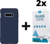 Siliconen Backcover Hoesje Samsung Galaxy S10e Blauw - 2x Gratis Screen Protector - Telefoonhoesje - Smartphonehoesje