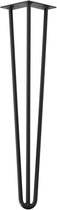 Zwarte massieve 3-punt hairpin tafelpoot 55 cm