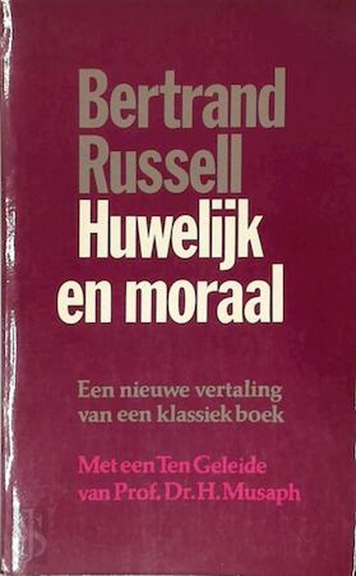 Boekhoes van 'Huwelijk en moraal' van Bertrand Russell. Met rode kaft.