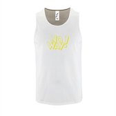Witte Tanktop sportshirt met "No Way" Print Geel Size XXL
