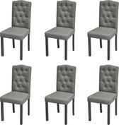 Furnibella - 6x Eetkamerstoel Zetel Eetstoel Keukenstoel Eetstoelen Stoel Zitmeubel Dinerstoel Eetkamerstoelen Stoelenset Eetzetel Stof Grijs