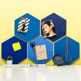 Funky Felt | Zelfklevend Prikbord| 26 x 30 x 1 cm | Set van 5 Stuks incl. Punaises | Hexagon | Blauw