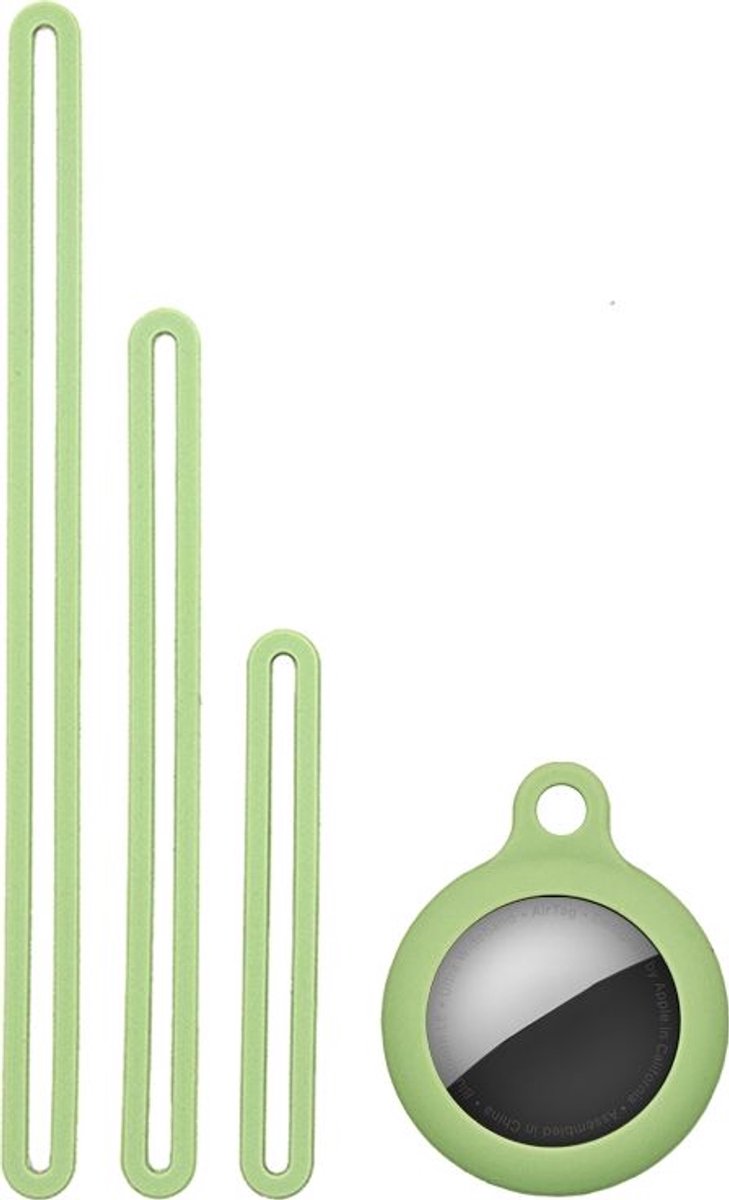 Mobigear Hoesje geschikt voor Apple AirTag Hoesje Flexibel Siliconen | Mobigear Lanyard - Lime
