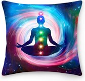 Kussenhoes Zen / Spiritueel Chakra boeddha blauw sparkle (dubbelzijdig)