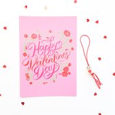 Valentijnskaart met gelukspoppetje ''liefde'' A6 happy valentines day