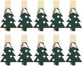 Kleine mini wasknijpertjes Kerstboom groen 10 stuks