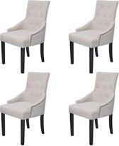 Furnibella - 4x Eetkamerstoel Stoelen Eetkamer Stoel Set Eetkamerstoelen Stoelenset Keukenstoelen Dinerstoel Eetstoelen Polyester Crèmegrijs