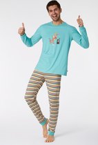 Woody pyjama jongens/heren - zeegroen - mandrill aap - 221-1-PLC-S/717 - maat XL