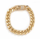 ICYBOY 18K Massieve Klassieke Heren Armband Verguld Goud [GOLD-PLATED] [CLASSIC] [18 cm] - Cuban Link Chain Urban Bracelet