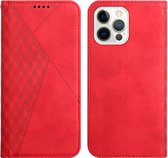 Apple iPhone 13 Pro Book Case - Étui de téléphone en cuir PU - Porte-cartes - Rouge