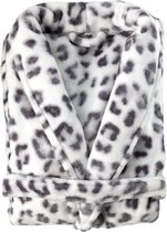 Zohome Snow Leopard Badjas Long - Flanelle Polaire - Taille S - Gris - Badjas Femme - Badjas Homme