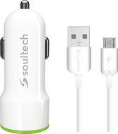 Soultech Dual USB Car Charger & Cable Micro White