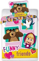 Masha en de Beer Baby Dekbedovertrek Funny Friends - 100 x 135 cm - Katoen - incl Dekbed+Kussen KD®