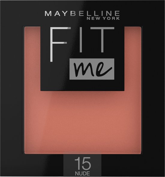 Maybelline Fit Me Blush 15 Nude, een zachtoranje blush met een matte finish.