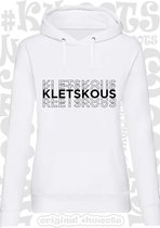 KLETSKOUS dames hoodie - Wit - Maat XL - lange mouwen - met capuchon - grappige teksten - leuke hoodies - humor - quotes - kwoots - Trui - Sweater