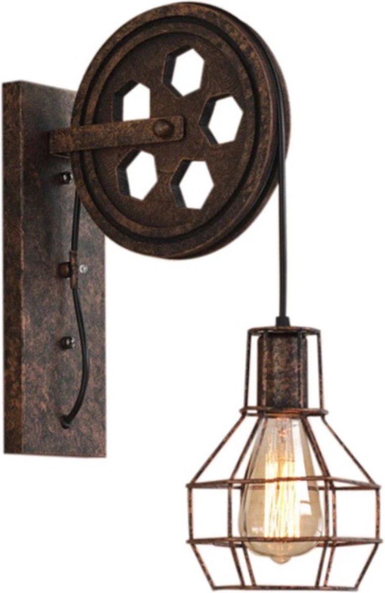 Wandlamp Indoor Industrieel Vintage E27 - Steampunk Waterpijp - Woondecoratie - Wanddecoratie - Industriele Verlichting - Rustiek Rood
