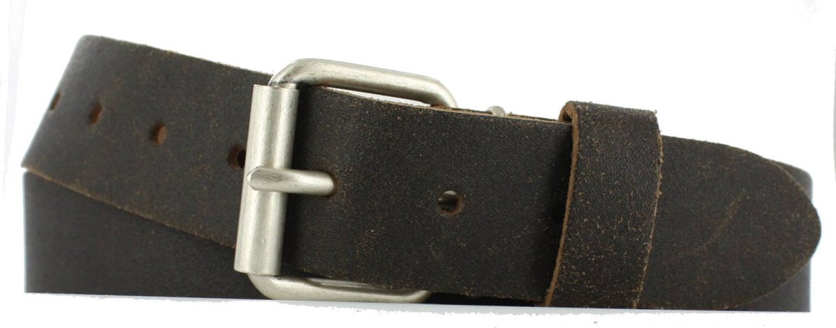 Leren Dames/Heren Riem Vintage Look | 4cm breed | Riemmaat: 105cm (totale lengte: 120cm) | 100% echt leer | Nikkelvrije gesp | Kleur: bruin