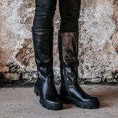 Chelsea midi long boots dames - Anne zwart