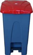 70 liter Grijs/Rood  Prullenbak pedaalemmer rechthoek