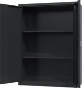 Metalen archiefkast - 110x80x38 cm - Zwart - Met slot - draaideurkast, kantoorkast, garagekast - AKP-108 - Povag