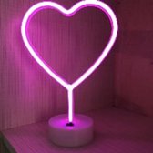 Groenovatie LED Neon Tafellamp "Hart" - Op Batterijen en USB - 20x10x29cm - Roze