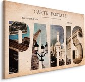 Schilderij - Postkaart uit Parijs, Vintage, Premium Print op canvas