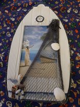 Fotolijst / 10x15 cm / houten boot / zee schelpen visnet
