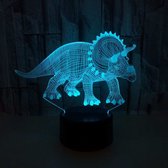 Klarigo® Nachtlamp – 3D LED Lamp Illusie – Triceratops - 16 Kleuren – Bureaulamp – Dinosaurus Lamp – Jurassic Park - Sfeerlamp – Nachtlampje Kinderen – Creative lamp - Afstandsbedi