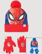Spiderman muts en handschoenen - rood - one size
