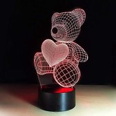 Klarigo®️ Nachtlamp – 3D Lamp LED Illusie – 16 Kleuren – Bureaulamp – Beertjeslamp – Sfeerlamp – Nachtlampje Kinderen – Creative lamp - Afstandsbediening - Valentijnsdag - Valentij