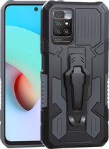 Xiaomi Redmi 10 4G Hoesje - Mobigear - Armor Stand Serie - Hard Kunststof Backcover - Grijs - Hoesje Geschikt Voor Xiaomi Redmi 10 4G